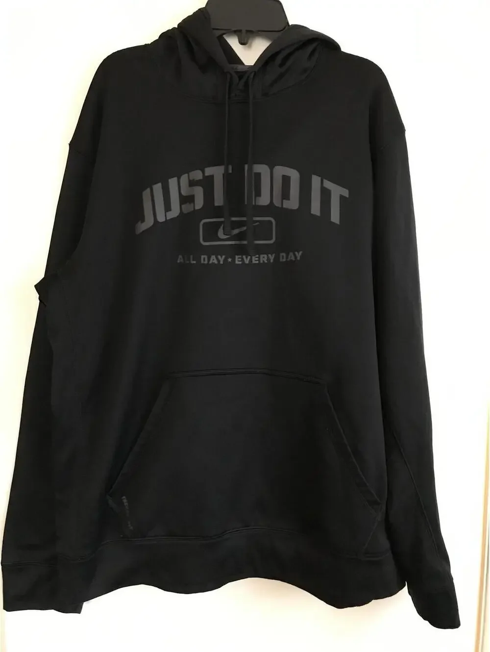 Nike Dri-FIT Black Hoodie with Just Do It Print - Picture 1 of 3
